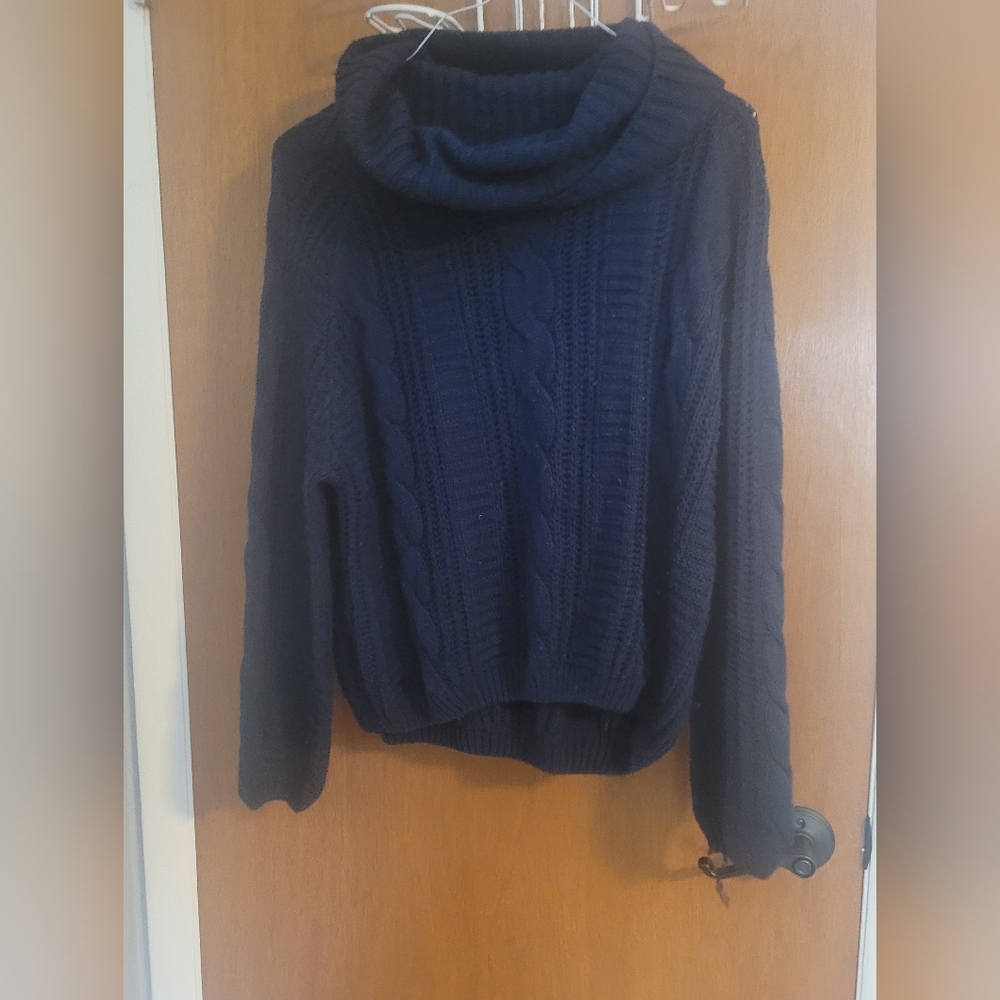 Charlotte Russe Deep Blue Cable Knit Turtleneck Sweater